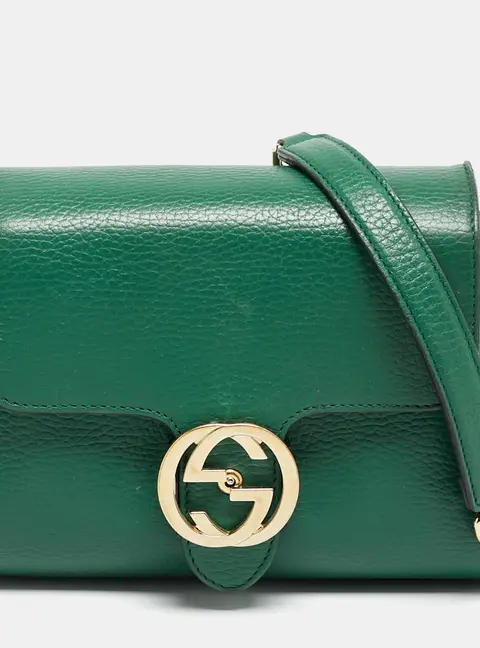 Gucci Dollar Interlocking G Small Green Leather Shoulder Bag