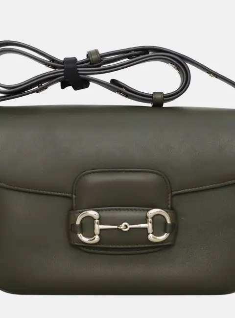 Gucci Soft Horsebit 1955 Small Green Leather Crossbody Bag
