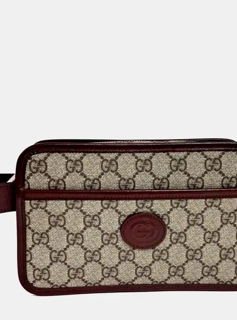 Gucci Interlocking G Pouch Beige and Brown PVC Leather Pouch Bag