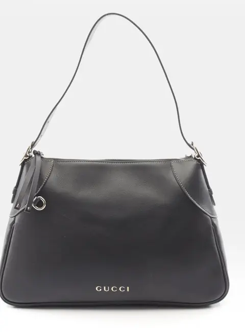 Gucci Gg Emblem Medium Shoulder Bag/Handbag In Black Leather