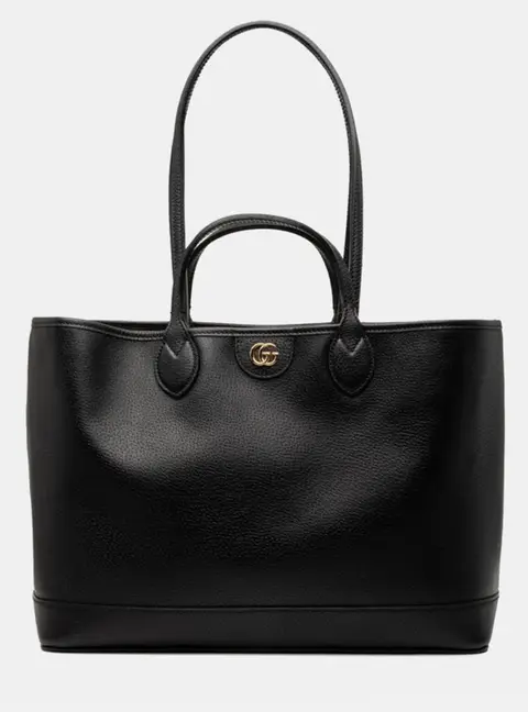 Gucci Gg Marmont Double G Tote Bag Handbag Shoulder Bag Black Leather And Canvas
