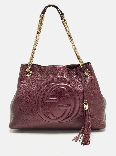 Gucci Soho Chain Medium Purple Leather Shoulder Bag