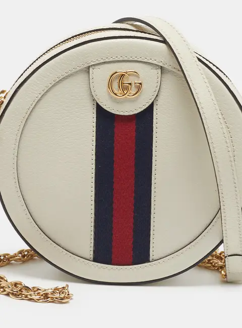 Gucci Ophidia Round Off White Leather Shoulder Bag
