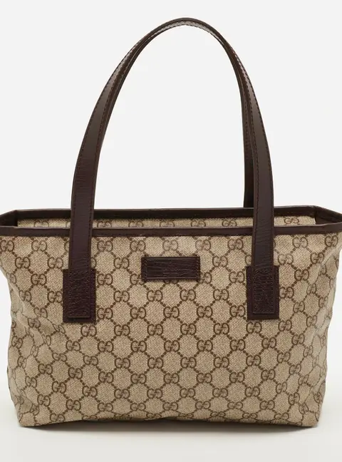 Gucci Beige/Brown GG Supreme Canvas and Leather Tote