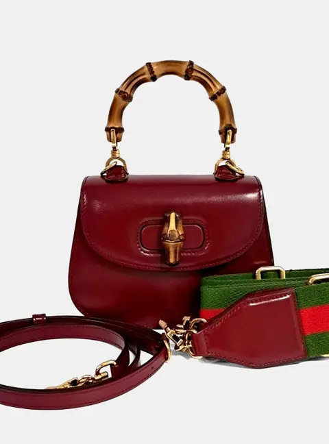 Gucci Burgundy Leather 1947 Mini Top Handle Bag