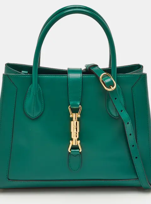 Gucci Jackie 1961 Dark Green Leather Tote