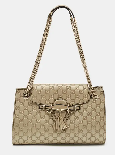 Gucci Emily Chain Large Pale Gold Guccissima Leather Shoulder Bag