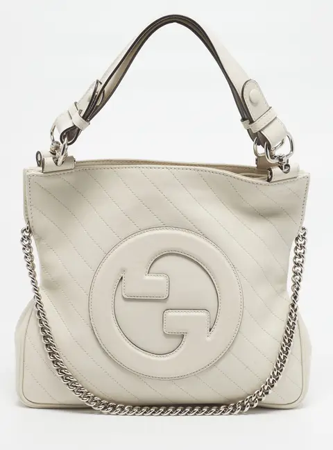 Gucci Blondie White Diagonal Quilt Leather Tote