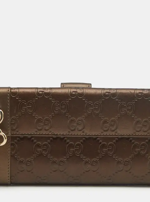 Gucci Heart Charm Metallic Guccisima Leather Continental Wallet