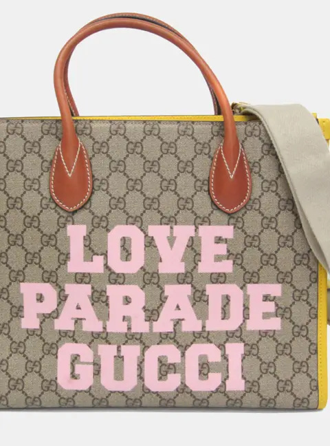 Gucci GG Supreme Beige, Pink, Yellow Leather Shoulder Tote Bag
