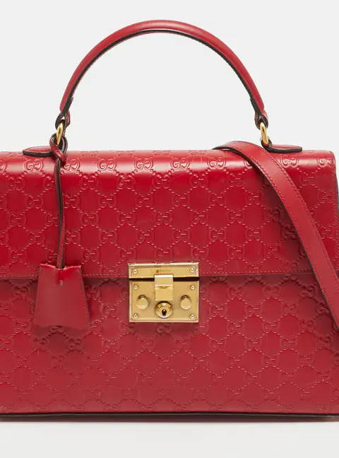 Gucci Padlock Medium Red Guccissima Leather Top Handle Bag