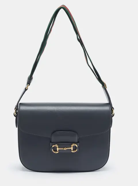 Gucci Horsebit 1955 Grey Leather Shoulder Bag