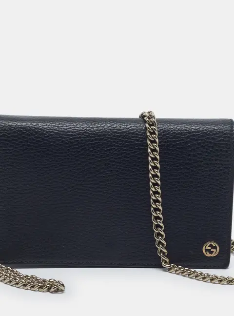 Gucci Betty Black Leather Wallet on Chain