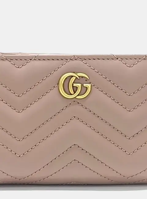 Gucci GG Marmont Mini Beige Matelasse Calfskin Leather Wallet Bag