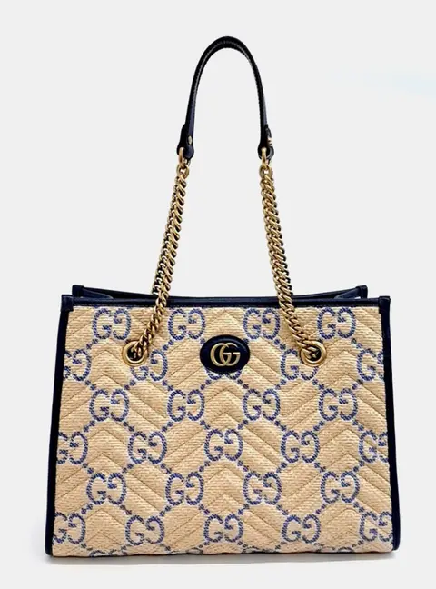 Gucci Multicolor Raffia Marmont Matelass&eacute; Tote Bag