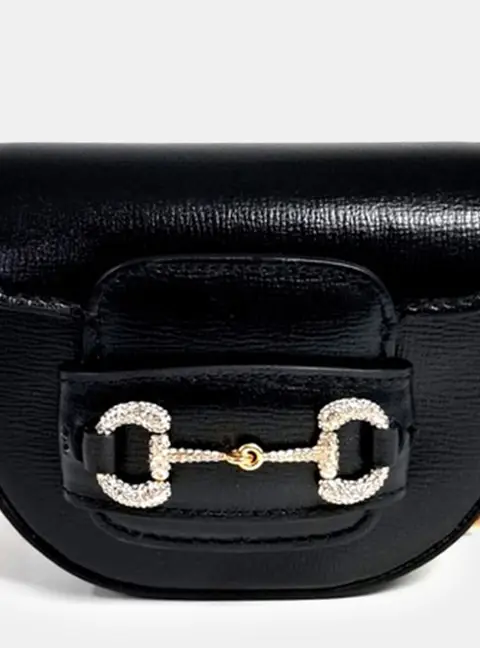 Gucci Black Leather Horsebit 1955 Round Belt Bag (764504)