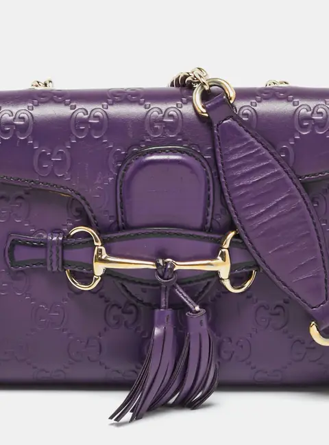 Gucci Emily Mini Purple Guccissima Leather Shoulder Bag
