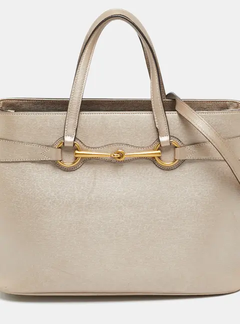 Gucci Bright Bit Medium Metallic Leather Tote