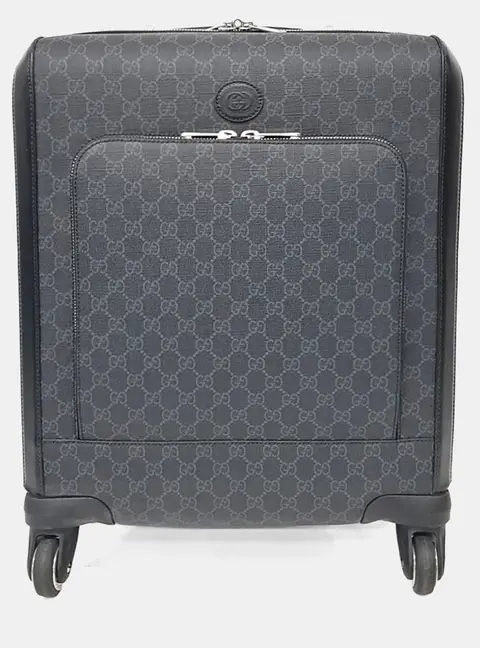Gucci GG Supreme Carry-On Suitcase Grey Coated Canvas Leather Travel Bag