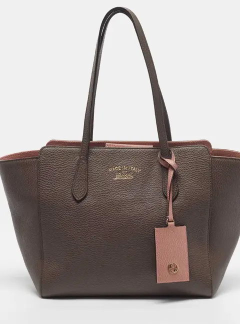 Gucci Swing Small Dark Beige Leather Tote