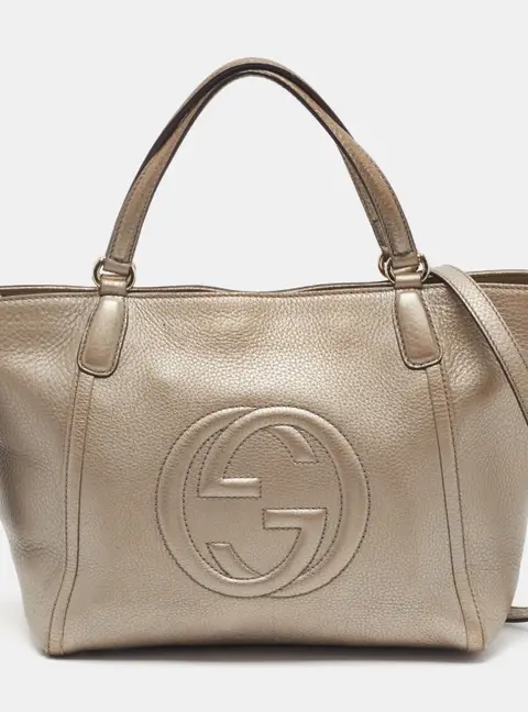 Gucci Soho Zip Gold Leather Tote