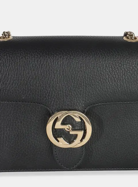 Gucci Black Dollar Calfskin Interlocking G Small Bag