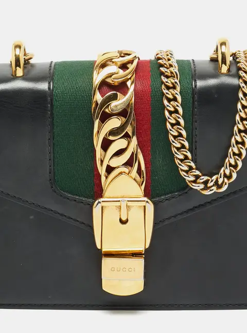 Gucci Sylvie Mini Black Leather Shoulder Bag