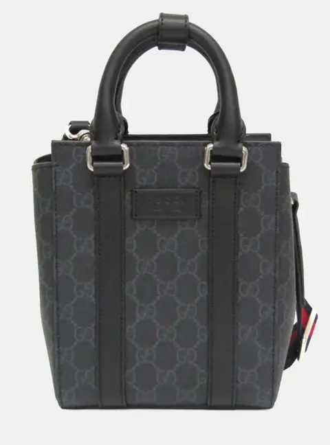 Gucci GG Supreme Leather Handbag Shoulder Bag Black
