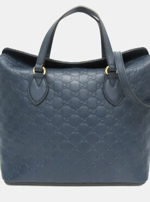 Gucci Guccissima Blue Calf Leather Handbag Shoulder Bag