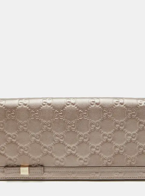 Gucci Mayfair Metallic Guccissima Leather Bow Continental Wallet