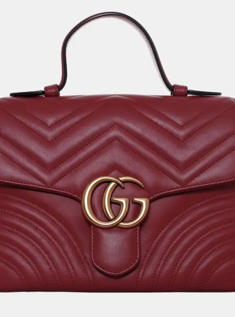 Gucci GG Marmont Small Red Calfskin Leather Top Handle Bag