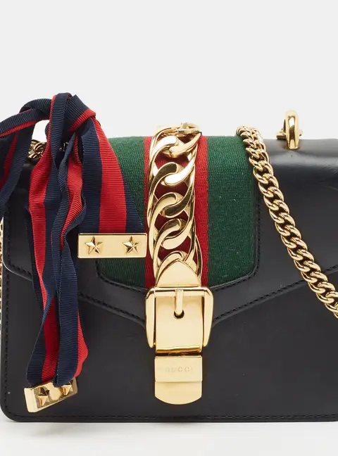 Gucci Sylvie Mini Black Leather Shoulder Bag