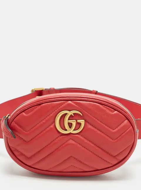 Gucci GG Marmont Mini Red Matelass&eacute; Leather Belt Bag