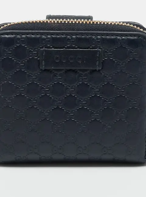 Gucci Zip Navy Blue Microguccissima Leather French Wallet