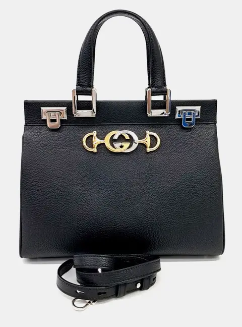 Gucci Black Leather Zumi Top Handle Bag Small