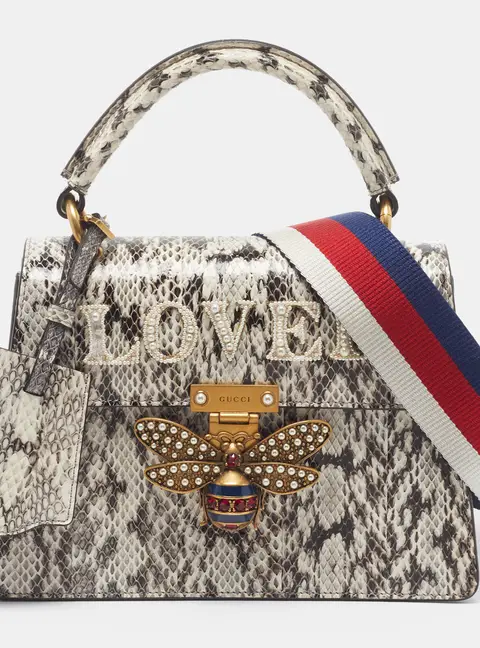 Gucci Queen Margaret Loved Small Black/White Waternake Top Handle Bag