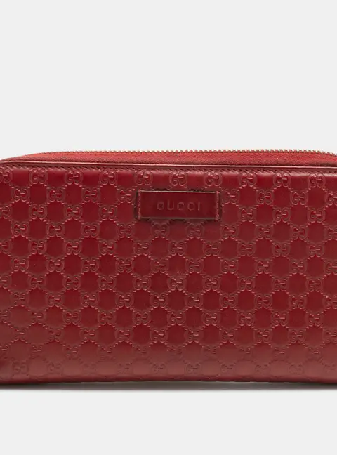 Gucci Red Microguccissima Leather Zip Around Wallet