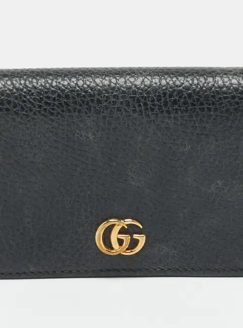 Gucci GG Marmont Flap Black Leather Card Case