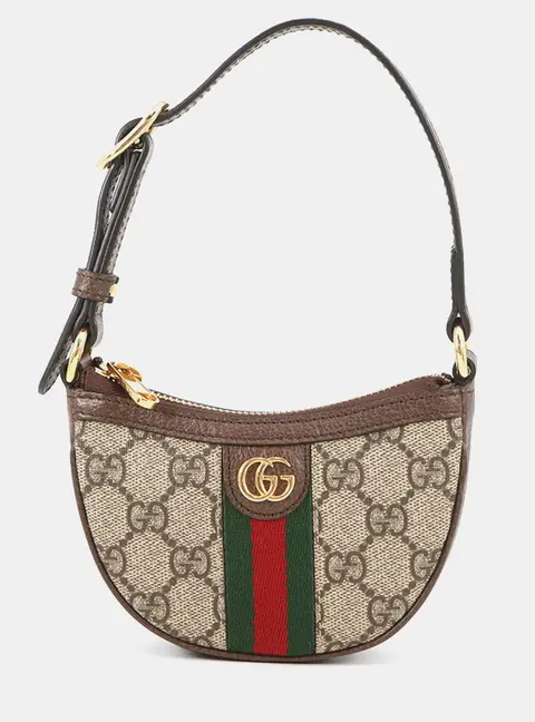 Gucci Ophidia Mini Beige GG Supreme Canvas Leather Shoulder Bag
