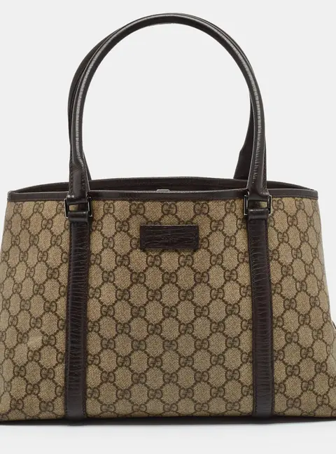 Gucci Joy Beige/Dark Brown GG Supreme Canvas and Leather Tote