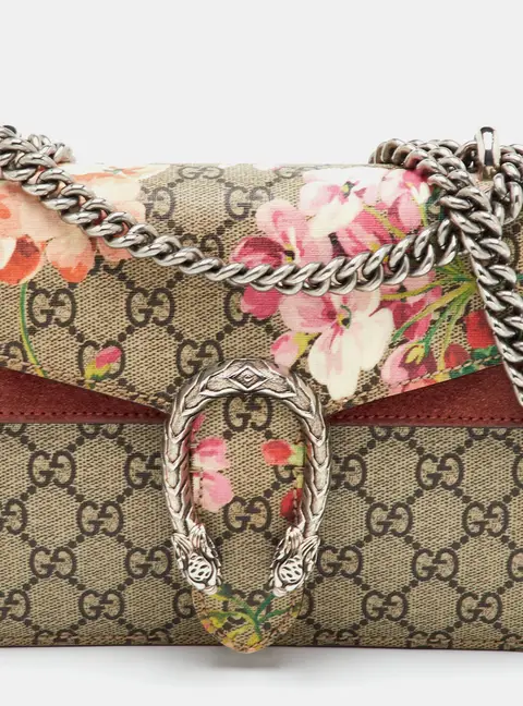 Gucci Dionysus Mini Multicolor Blooms GG Supreme Canvas and Suede Shoulder Bag