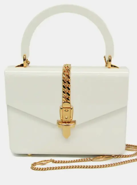 Gucci Sylvie 1969 Mini White Plexiglas Top Handle Bag