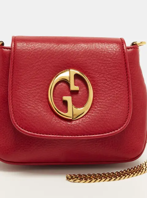 Gucci 1973 Chain Small Red Leather Crossbody Bag