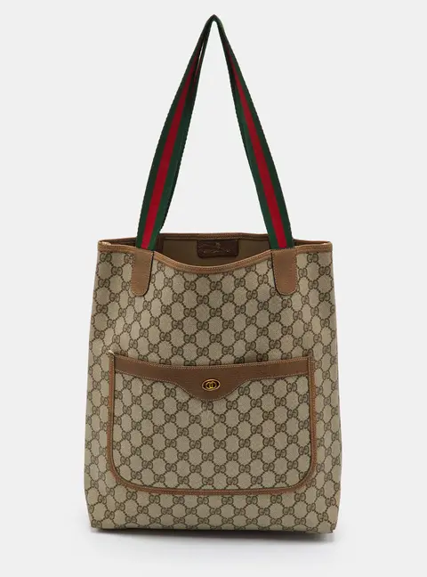 Gucci Sherry Line Web Beige GG Supreme Canvas Tote