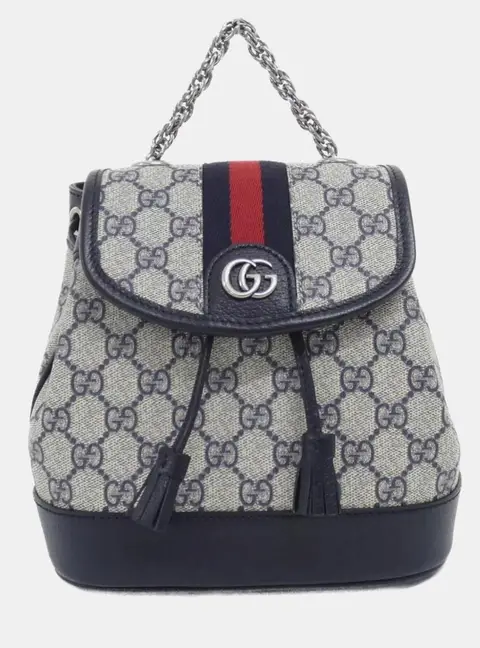 Gucci Ophidia Mini Blue GG Supreme Canvas Leather Backpack Bag