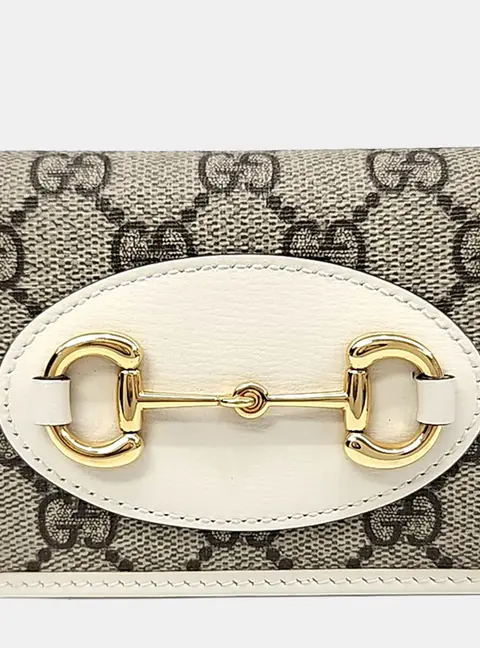 Gucci 1955 Horsebit White GG Supreme Canvas & Leather Wallet Bag
