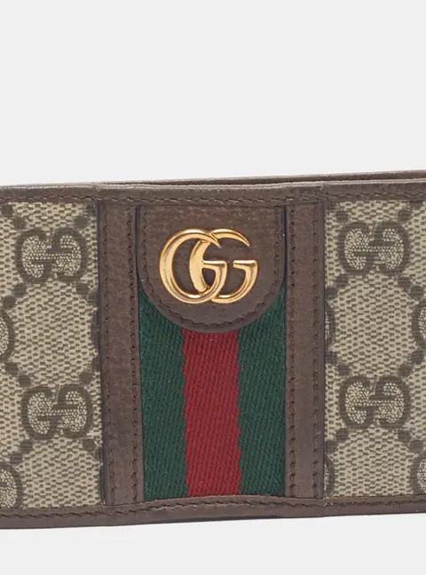 Gucci Ophidia GG Beige/Ebony GG Supreme Coated Canvas and Leather Card Holder