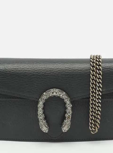 Gucci Dionysus Super Mini Black Leather Shoulder Bag