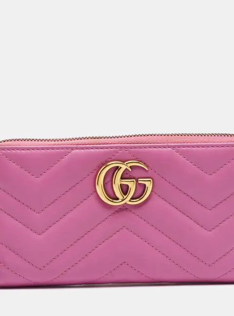 Gucci GG Marmont Pink Matelass&eacute; Leather Continental Wallet