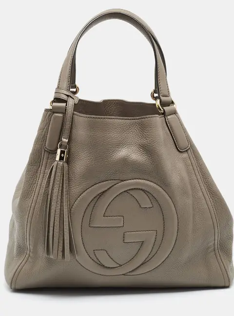 Gucci Soho Tassel Medium Grey Leather Tote